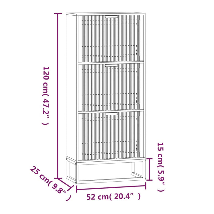 Schoenenkast 52x25x120 cm bewerkt hout wit