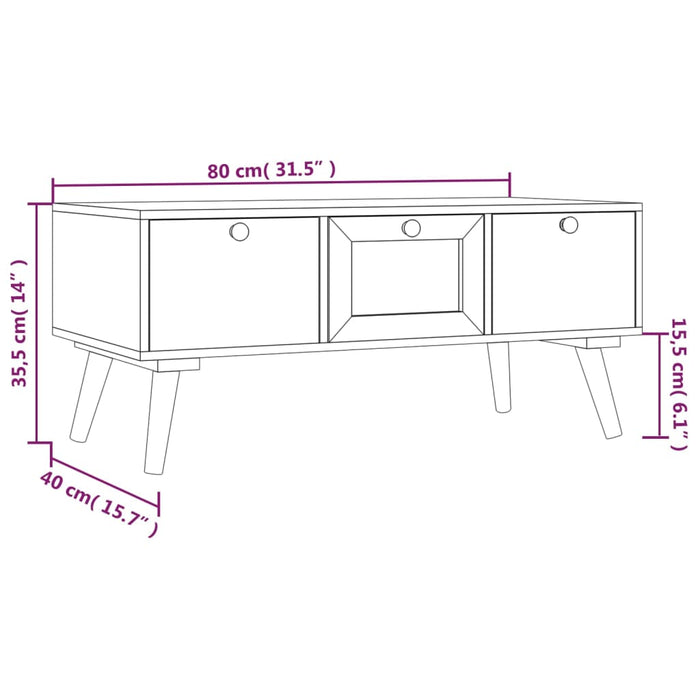 Salontafel met lades 80x40x35,5 cm bewerkt hout