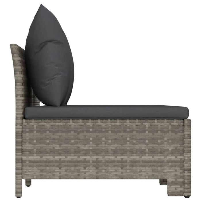 3-delige Loungeset met kussens poly rattan grijs