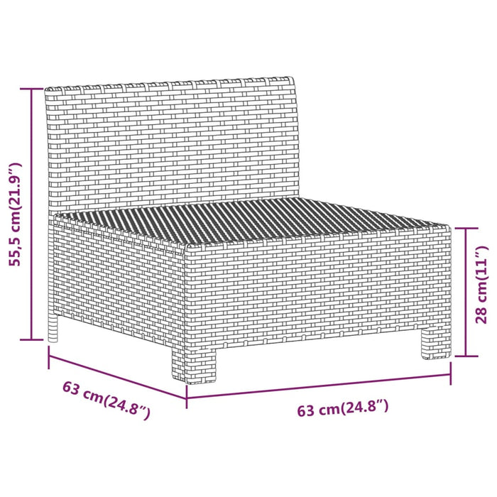 Tuinmiddenbank met kussens poly rattan grijs