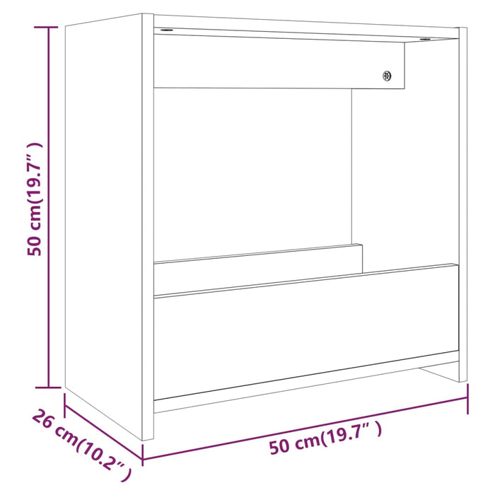 Bijzettafel 50x26x50 cm bewerkt hout gerookt eikenkleurig