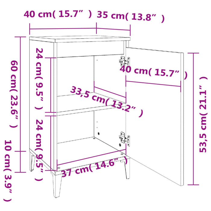 Nachtkastjes 2 st 40x35x70 cm bewerkt hout betongrijs