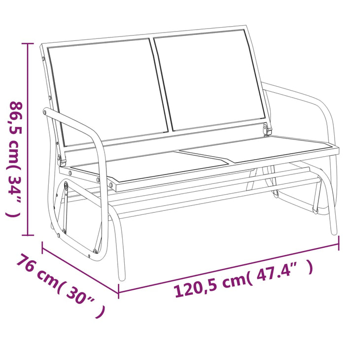 Schuifbank tuin 120,5x76x86,5 cm textielfolie en staal bruin