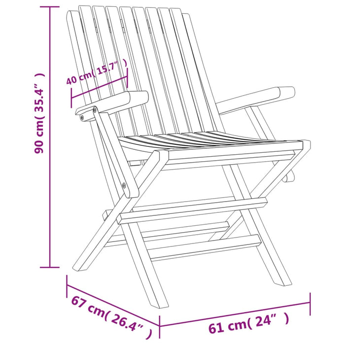 Tuinstoelen inklapbaar 2 st 61x67x90 cm massief teakhout