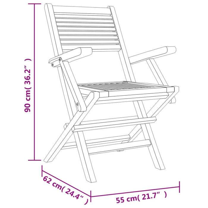 Tuinstoelen inklapbaar 2 st 55x62x90 cm massief teakhout