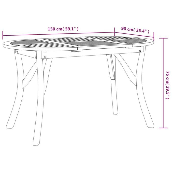 Tuintafel 150x90x75 cm massief acaciahout