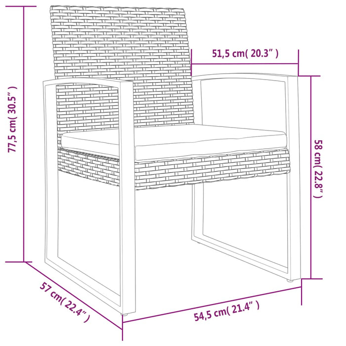 Tuinstoelen 2 st polypropeen rattan zwart