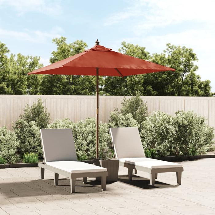 Parasol met houten paal 198x198x231 cm terracottakleurig