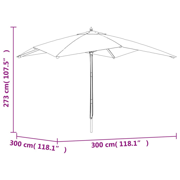 Parasol met houten paal 300x300x273 cm zandkleurig