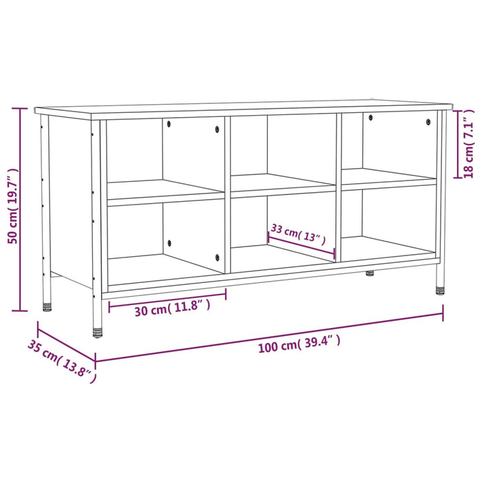 Schoenenkast 100x35x50 cm bewerkt hout zwart