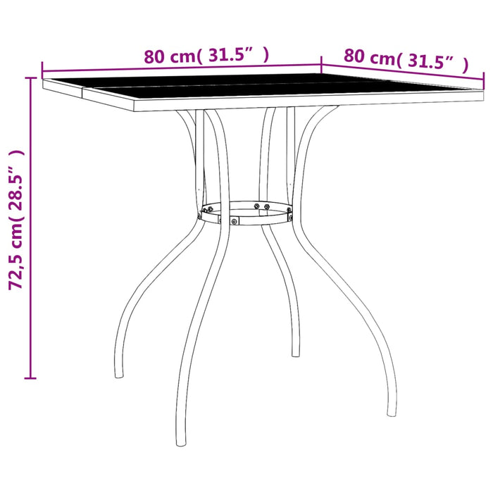 Tuintafel 80x80x72,5 cm staal gaas antracietkleurig