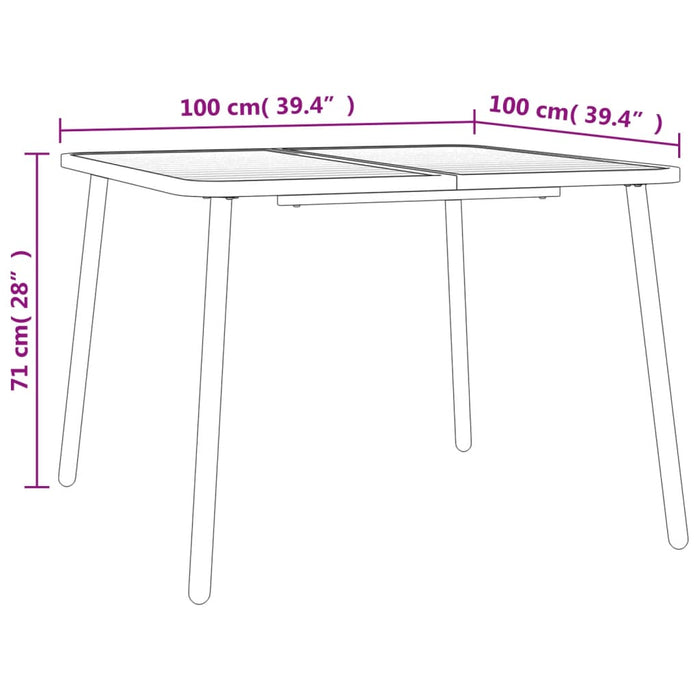 Tuintafel 100x100x71 cm staal antracietkleurig