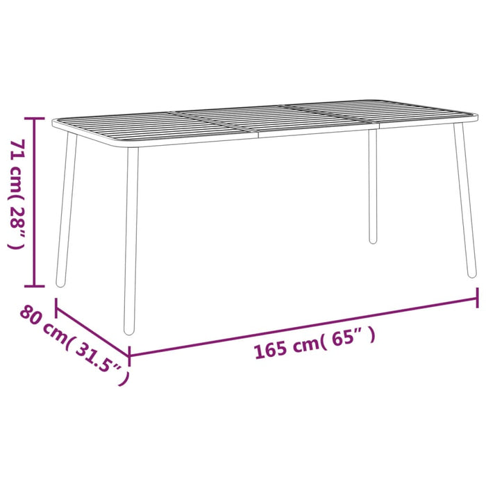 Tuintafel 165x80x71 cm staal antracietkleurig