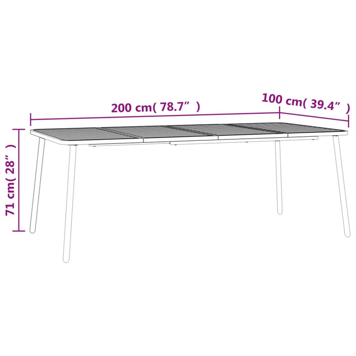 Tuintafel 200x100x71 cm staal antracietkleurig