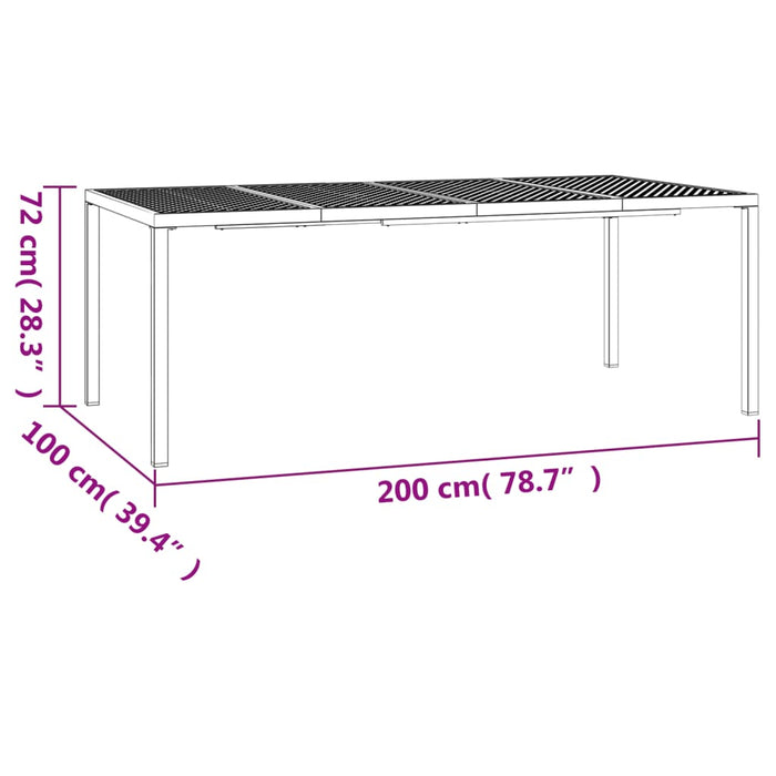 Tuintafel 200x100x72 cm staal antracietkleurig