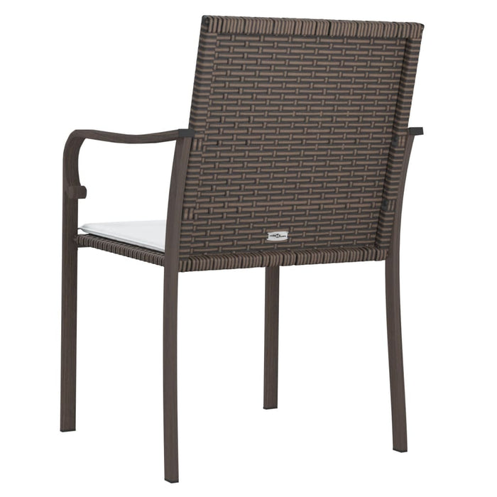 Tuinstoelen 2 st met kussens 56x59x84 cm poly rattan bruin