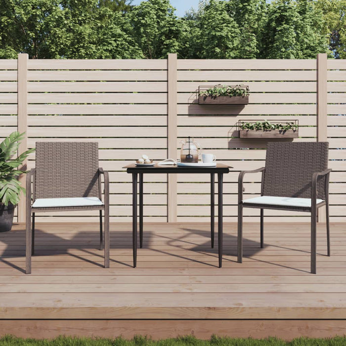 Tuinstoelen 2 st met kussens 56x59x84 cm poly rattan bruin