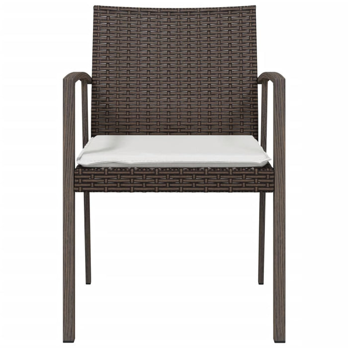 Tuinstoelen 2 st met kussens 56,5x57x83 cm poly rattan bruin