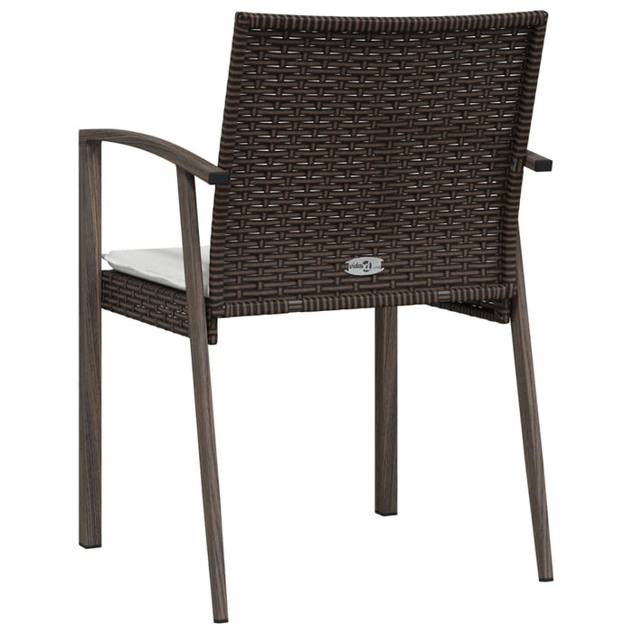 Tuinstoelen 2 st met kussens 56,5x57x83 cm poly rattan bruin