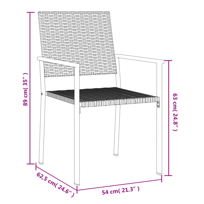 Tuinstoelen 2 st 54x62,5x89 cm poly rattan zwart