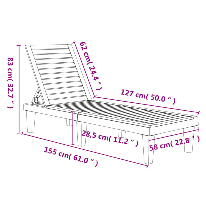 Ligbed 155x58x83 cm polypropeen lichtbruin