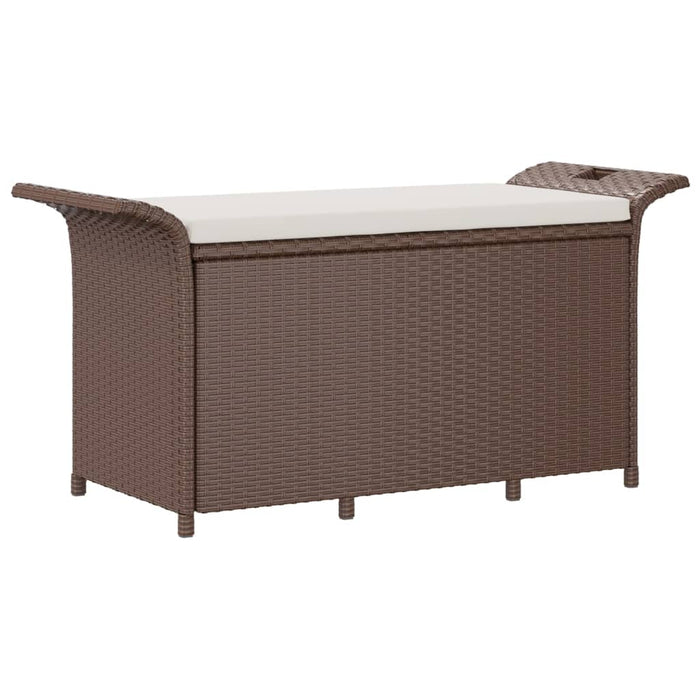 Tuinbank met kussen 116x46x57 cm poly rattan bruin