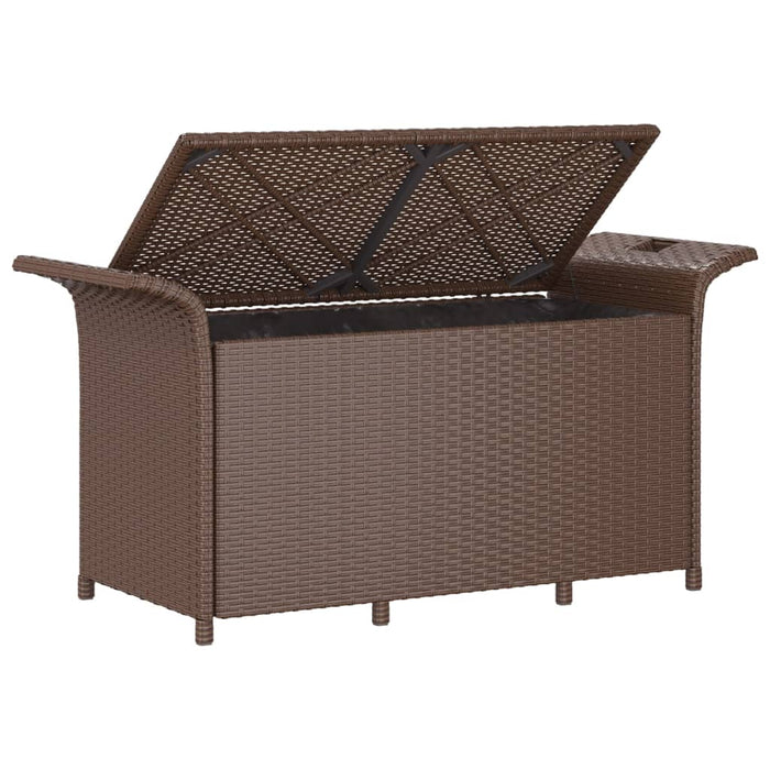 Tuinbank met kussen 116x46x57 cm poly rattan bruin