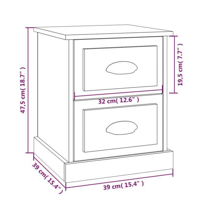 Nachtkastjes 2 st 39x39x47,5 cm bewerkt hout hoogglans wit