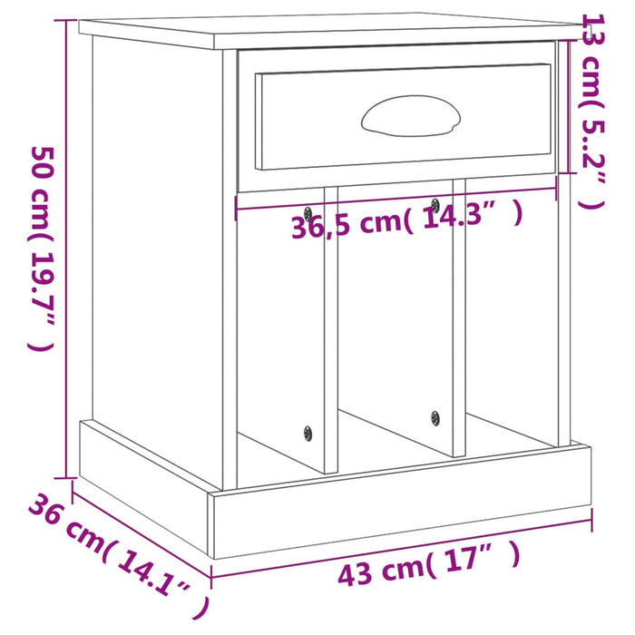 Nachtkastjes 2 st 43x36x50 cm gerookt eikenkleurig