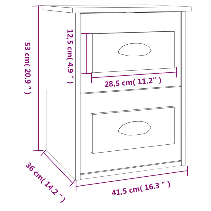 Nachtkastje wandgemonteerd 41,5x36x53 cm hoogglans wit