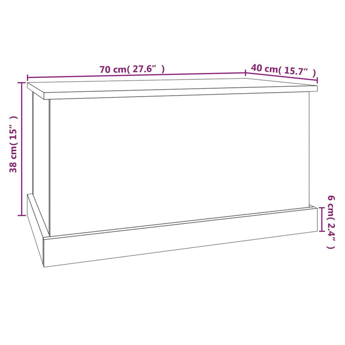 Opbergbox 70x40x38 cm bewerkt hout hoogglans wit