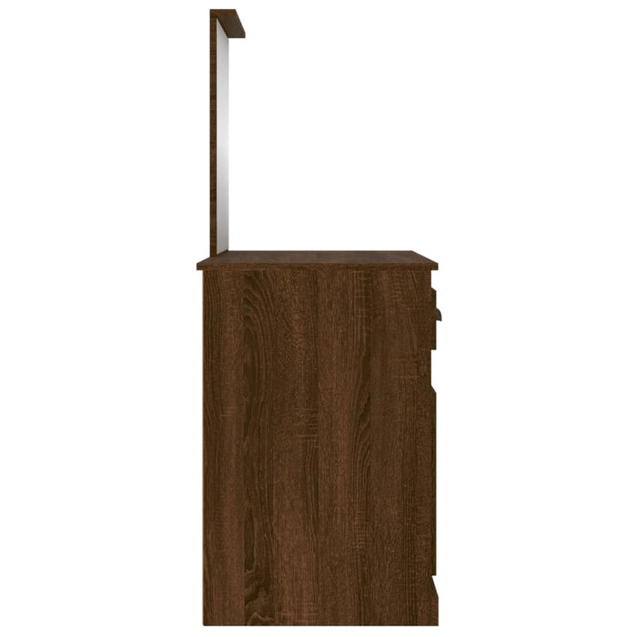 Kaptafel met spiegel 90x50x132,5 cm bewerkt hout bruineiken