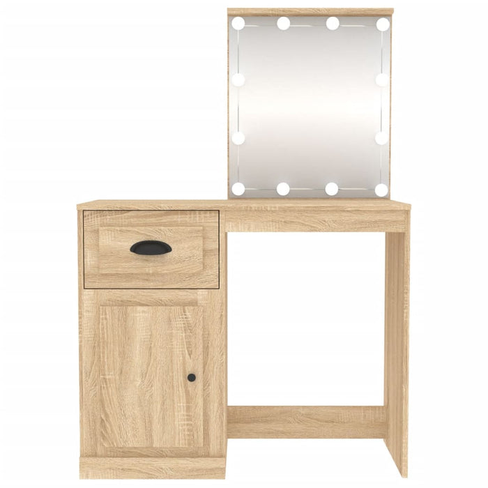 Kaptafel met LED 90x50x132,5 cm bewerkt hout sonoma eikenkleur