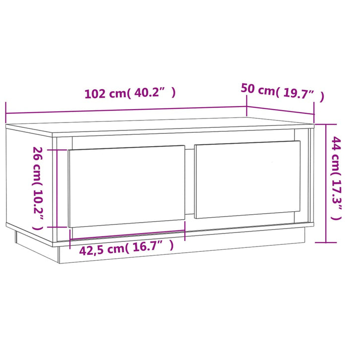 Salontafel 102x50x44 cm bewerkt hout zwart