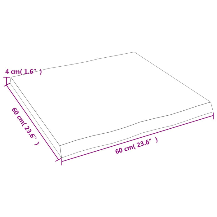 Bureaublad 60x60x4 cm onbehandeld massief eikenhout