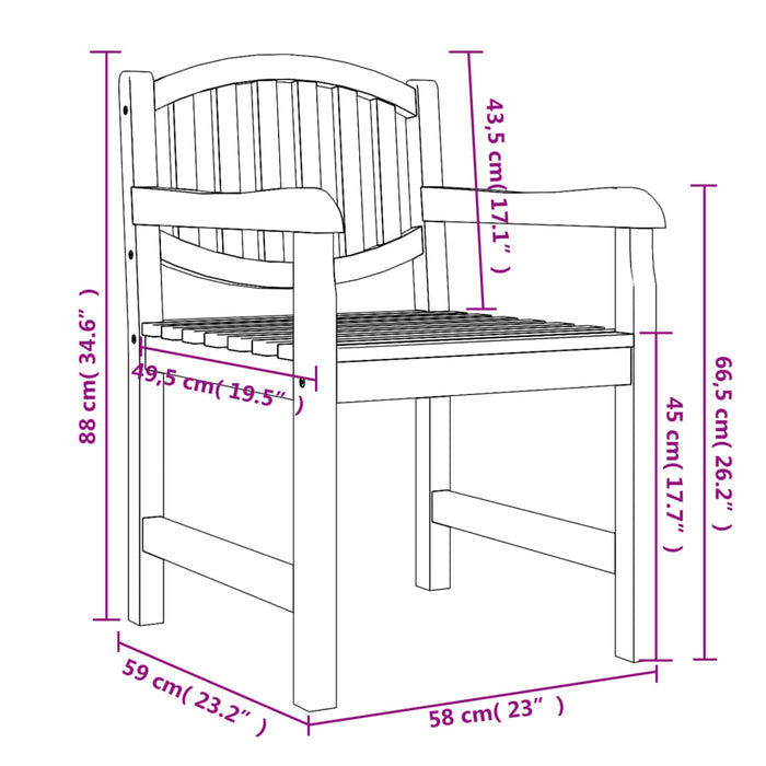 Tuinstoelen 2 st 58x59x88 cm massief teakhout