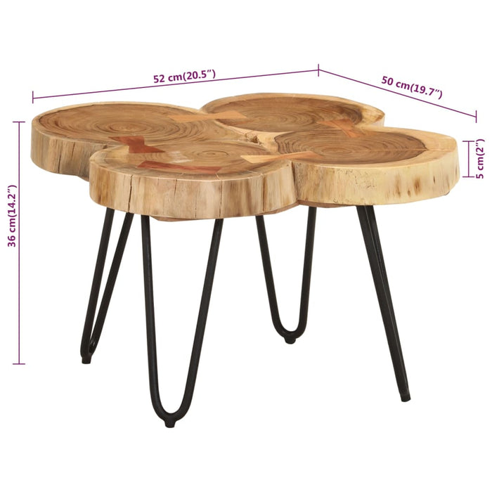 Salontafel 36 cm 4 boomstammen massief acaciahout