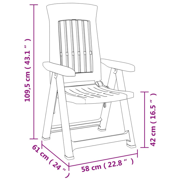 Tuinstoelen 2 st verstelbaar PP antracietkleurig