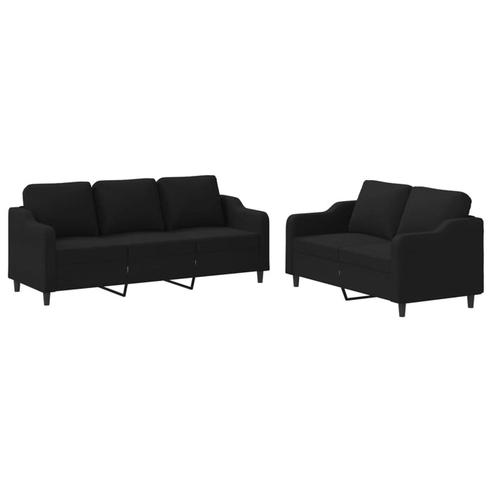 2-delige loungeset met kussens stof zwart