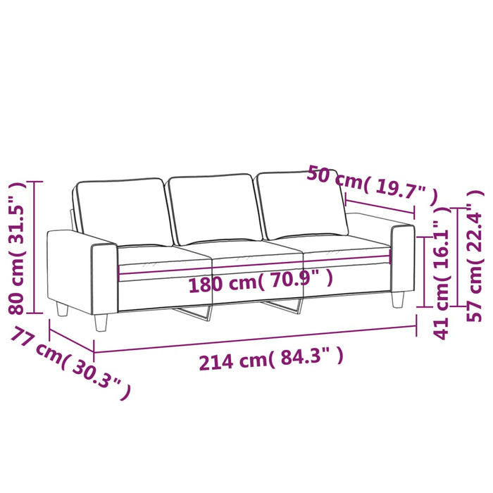 Driezitsbank 180 cm stof taupe