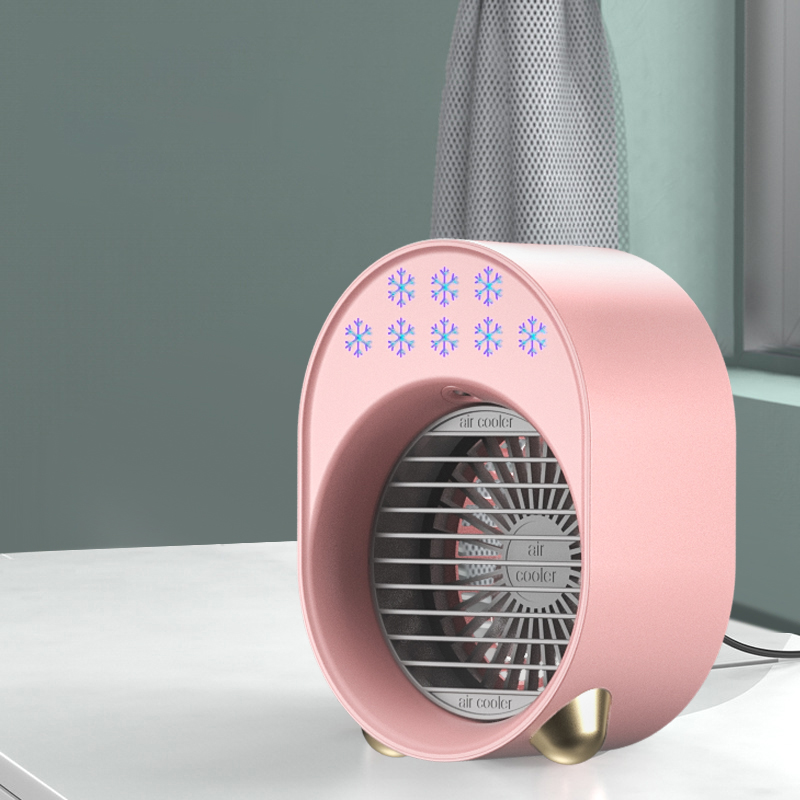 Accu Tafelventilator -- Air Cooler met Spray vernevelingsfunctie - Roze