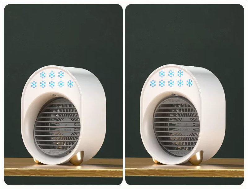 Accu Tafelventilator -- Air Cooler met Spray vernevelingsfunctie - Wit