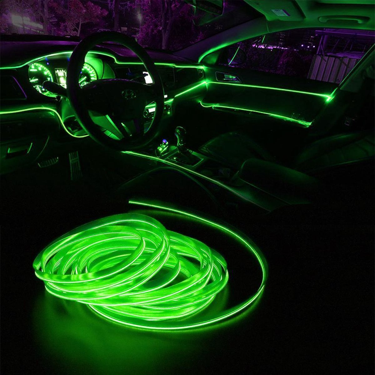 LED strip -- EL Wire -- 5 Meter -- Auto interieur verlichting -- Groen