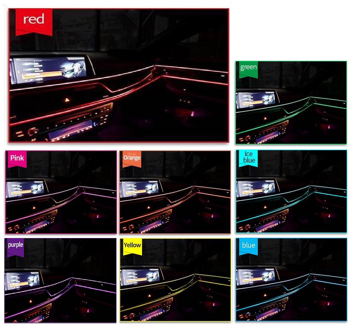 LED strip -- EL Wire -- 5 Meter -- Auto interieur verlichting -- Rood