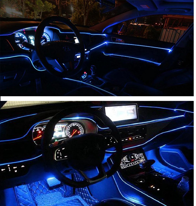 LED strip -- EL Wire -- 5 Meter -- Auto interieur verlichting -- blauw