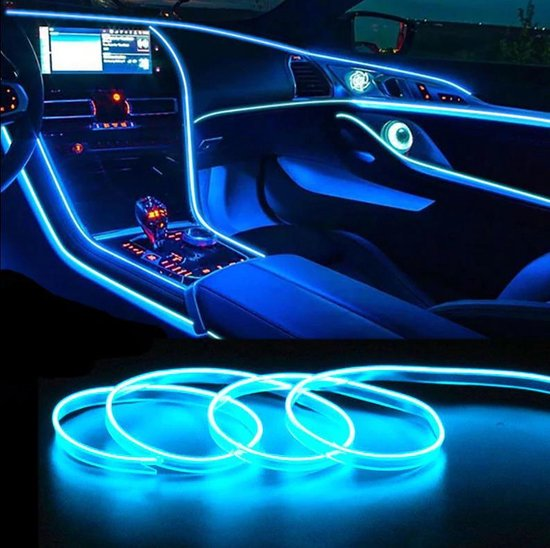 LED strip -- EL Wire -- 5 Meter -- Auto interieur verlichting -- ijs blauw