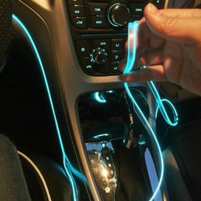 LED strip -- EL Wire -- 5 Meter -- Auto interieur verlichting -- ijs blauw