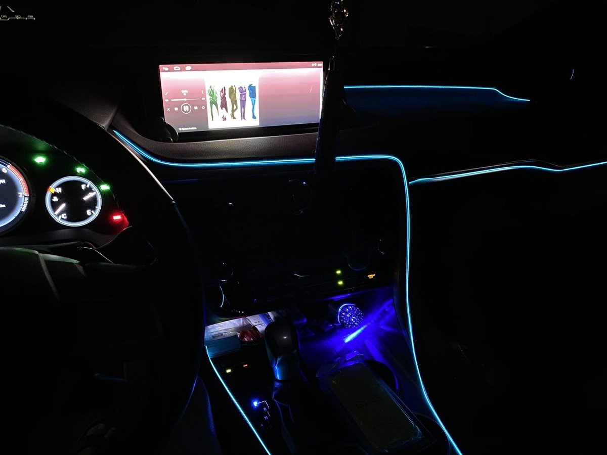 LED strip -- EL Wire -- 5 Meter -- Auto interieur verlichting -- ijs blauw