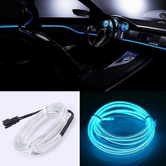 LED strip -- EL Wire -- 5 Meter -- Auto interieur verlichting -- ijs blauw