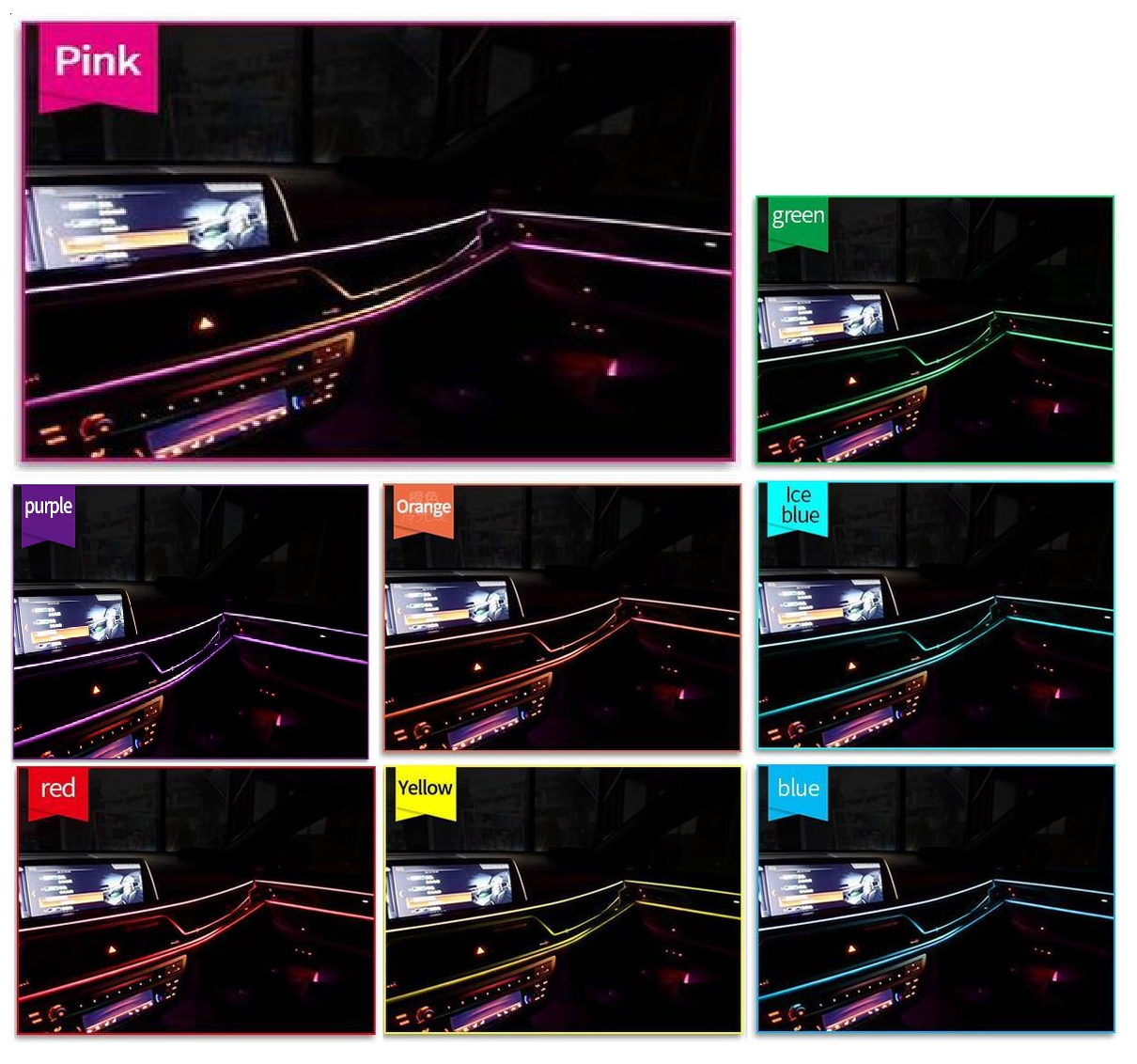 LED strip -- EL Wire -- 5 Meter -- Auto interieur verlichting -- Roze